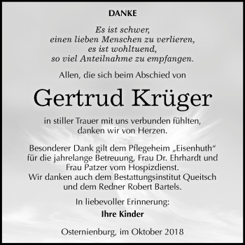 Traueranzeige von Gertrud Krüger von Mitteldeutsche Zeitung