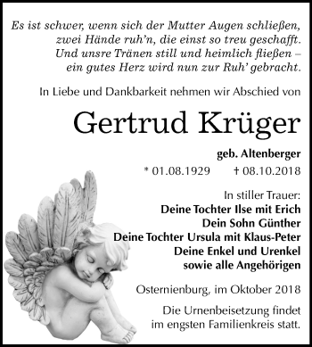 Traueranzeige von Gertrud Krüger von Mitteldeutsche Zeitung