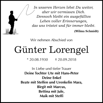 Traueranzeige von Günter Lorengel von Mitteldeutsche Zeitung Zeitz