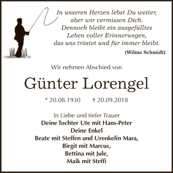Traueranzeige von Günter Lorengel von Super Sonntag Zeitz