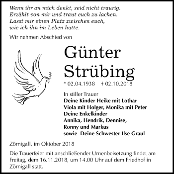 Traueranzeige von Günter Strübing von Mitteldeutsche Zeitung