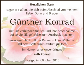 Traueranzeige von Günther Konrad von WVG - Wochenspiegel Dessau / Köthen