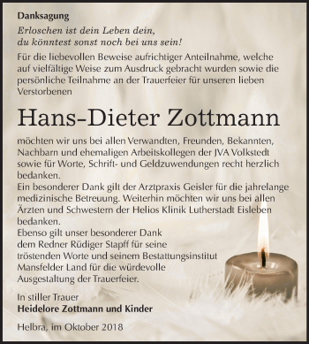 Traueranzeige von Hans-Dieter Zottmann von Mitteldeutsche Zeitung