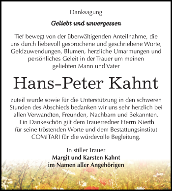 Traueranzeige von Hans-Peter Kahnt von Mitteldeutsche Zeitung