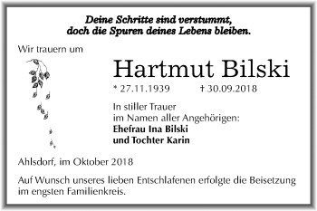 Traueranzeige von Hartmut Bilski von Mitteldeutsche Zeitung