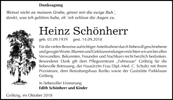 Traueranzeige von Heinz Schönherr von Mitteldeutsche Zeitung Köthen