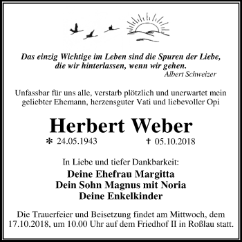 Traueranzeige von Herbert Weber von Mitteldeutsche Zeitung Dessau-Roßlau