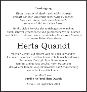 Traueranzeige von Herta Quandt von WVG - Wochenspiegel Wittenberg