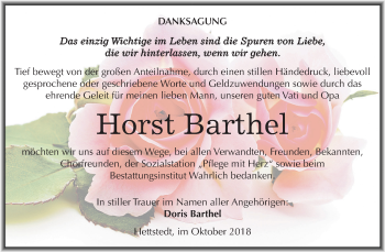 Traueranzeige von Horst Barthel von Mitteldeutsche Zeitung