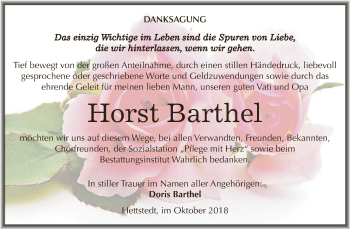 Traueranzeige von Horst Barthel von Super Sonntag SGH Mansf. Land