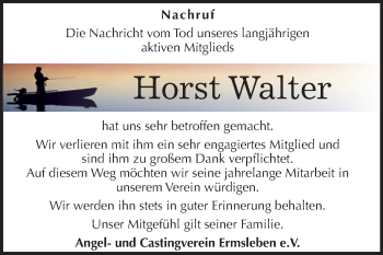Traueranzeige von Horst Walter von Mitteldeutsche Zeitung Quedlinburg