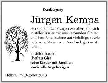 Traueranzeige von Jürgen Kempa von Mitteldeutsche Zeitung