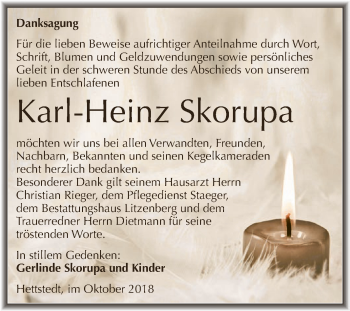 Traueranzeige von Karl-Heinz Skorupa von Super Sonntag SGH Mansf. Land