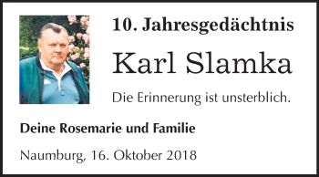 Traueranzeige von Karl Slamka von Mitteldeutsche Zeitung