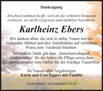 Traueranzeige von Karlheinz Ebers von Mitteldeutsche Zeitung Aschersleben