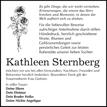 Traueranzeige von Kathleen Sternberg von Mitteldeutsche Zeitung