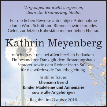 Traueranzeige von Kathrin Meyenberg von Mitteldeutsche Zeitung Bitterfeld
