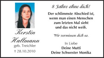 Traueranzeige von Kerstin Hallmann von Super Sonntag Wittenberg