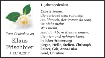 Traueranzeige von Klaus Frischbier von Super Sonntag Wittenberg
