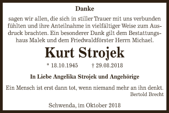 Traueranzeige von Kurt Strojek von Super Sonntag SGH Mansf. Land