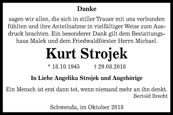Traueranzeige von Kurt Strojek von Mitteldeutsche Zeitung Sangerhausen