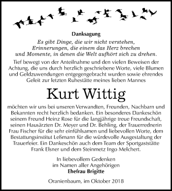 Traueranzeige von Kurt Wittig von Mitteldeutsche Zeitung