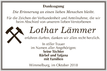Traueranzeige von Lothar Lämmer von Wochenspiegel Mansfelder Land