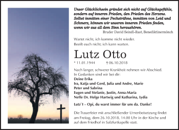 Traueranzeige von Lutz Otto von WVG - Wochenspiegel Bitterfeld