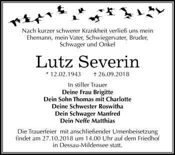 Traueranzeige von Lutz Severin von Mitteldeutsche Zeitung