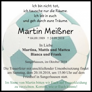 Traueranzeige von Martin Meißner von Mitteldeutsche Zeitung Sangerhausen