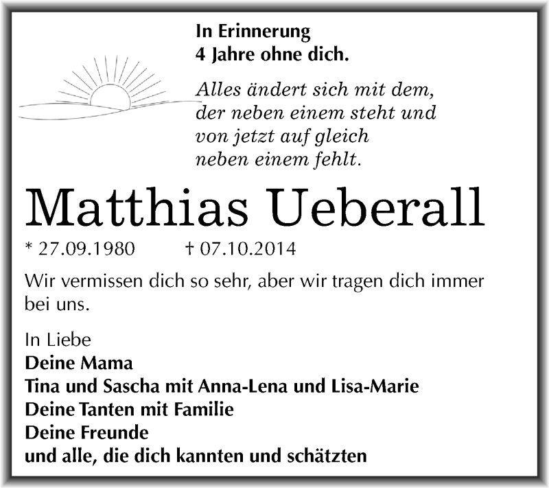  Traueranzeige für Matthias Ueberall vom 06.10.2018 aus Mitteldeutsche Zeitung