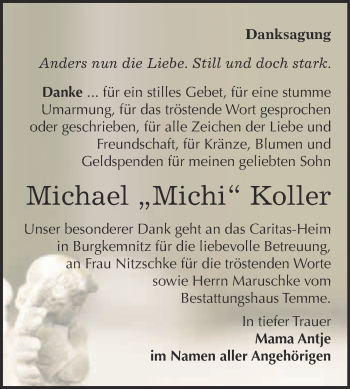 Traueranzeige von Michael Koller von WVG - Wochenspiegel Bitterfeld