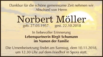 Traueranzeige von Norbert Möller von Super Sonntag Zeitz