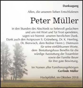 Traueranzeige von Peter Müller von Mitteldeutsche Zeitung