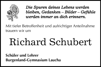 Traueranzeige von Richard Schubert von Mitteldeutsche Zeitung