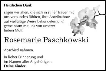 Traueranzeige von Rosemarie Paschkowski von Mitteldeutsche Zeitung Dessau-Roßlau