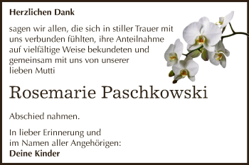 Traueranzeige von Rosemarie Paschkowski von WVG - Wochenspiegel Dessau / Köthen