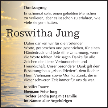 Traueranzeige von Roswitha Jung von Mitteldeutsche Zeitung Merseburg/Querfurt