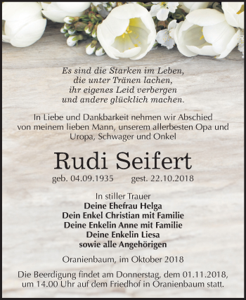 Traueranzeige von Rudi Seifert von Mitteldeutsche Zeitung