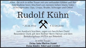 Traueranzeige von Rudolf Kühn von WVG - Wochenspiegel Wittenberg