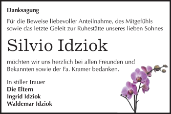 Traueranzeige von Silvio Idziok von Mitteldeutsche Zeitung Halle/Saalkreis