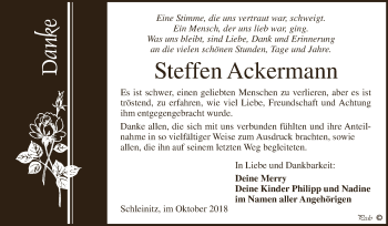 Traueranzeige von Steffen Ackermann von Super Sonntag Zeitz