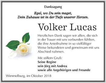 Traueranzeige von Volker Lucas von Mitteldeutsche Zeitung