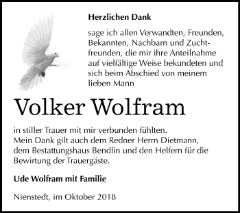 Traueranzeige von Volker Wolfram von Mitteldeutsche Zeitung