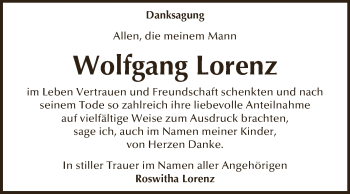 Traueranzeige von Wolfgang Lorenz von WVG - Wochenspiegel Dessau / Köthen