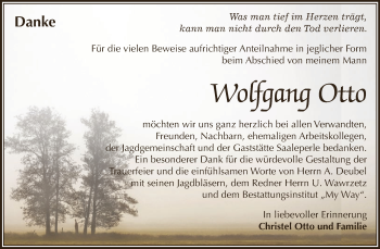 Traueranzeige von Wolfgang Otto von WVG - Wochenspiegel NMB / WSF / ZTZ