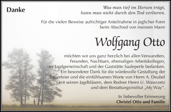Traueranzeige von Wolfgang Otto von Mitteldeutsche Zeitung Weißenfels
