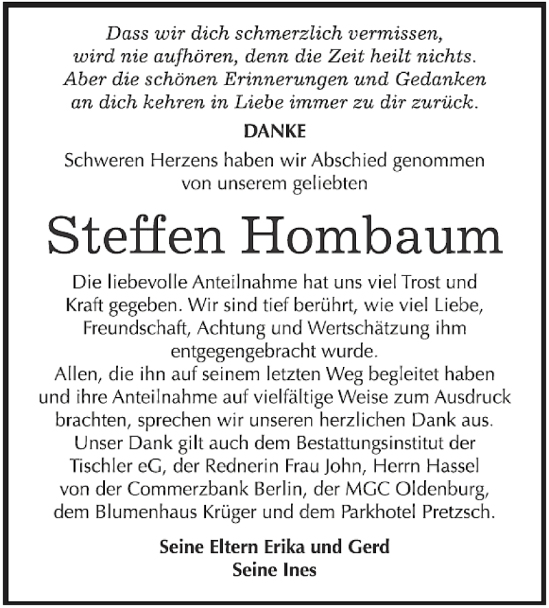  Traueranzeige für Steffen Hombaum vom 15.10.2018 aus Mitteldeutsche Zeitung