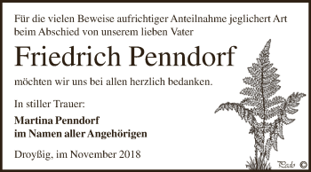 Traueranzeige von Friedrich Penndorf von Super Sonntag Zeitz