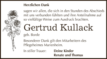 Traueranzeige von Gertrud Kullack von WVG - Wochenspiegel Dessau / Köthen